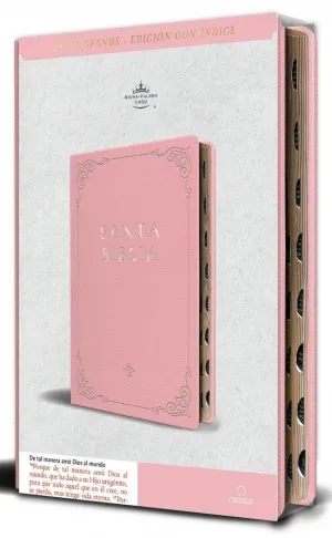 BIBLIA RVR 1960 SIMIL PIEL ROSADA TAMAÑO MANUAL NOMBRES DE DIOS